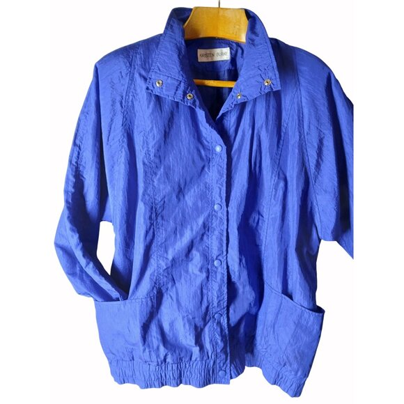 Vintage KRISTEN BLAKE Womens Blue Parachute Windbreaker Size M Jacket 80s Retro - Picture 3 of 15